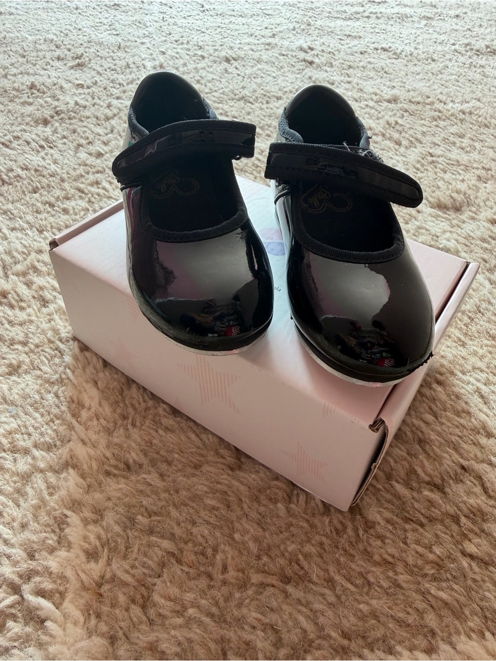 Patent Black Mary Jane Tap Dance Shoes for Kids with Adjustable Strap